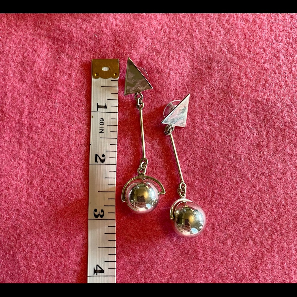 Unique silver drop ball earrings - Picture 7 of 7
